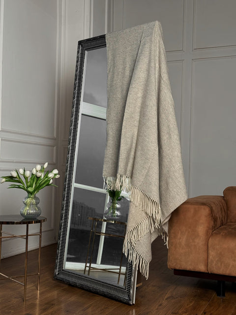 Merino Heathered Koc z wełny meryno w odcieniu popielatym 140x200 cm- ciepły i przytulny