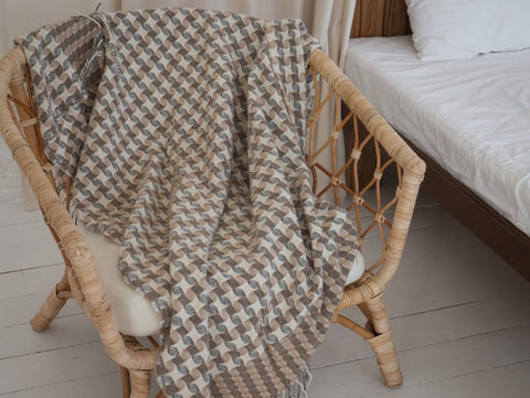 Elf CARAMBOLA Boho Wool Blanket 140×200 cm – Decorative Beige