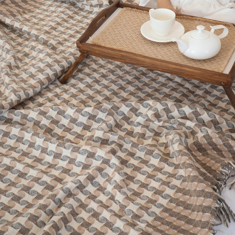 Elf CARAMBOLA Boho Wool Blanket 140×200 cm – Decorative Beige
