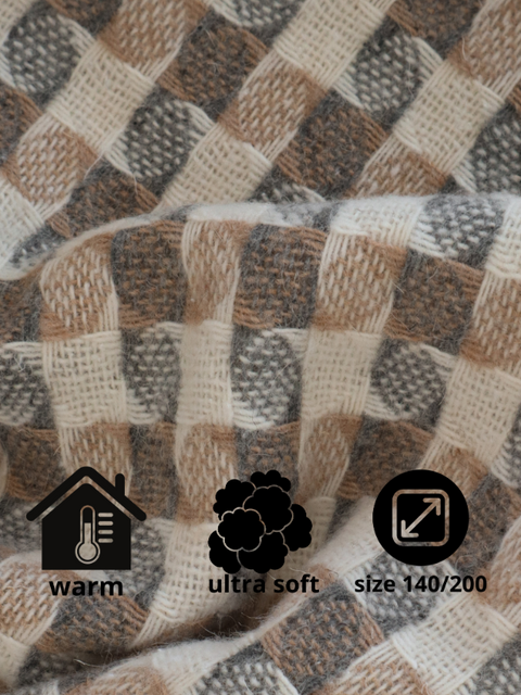 Elf CARAMBOLA Boho Wool Blanket 140×200 cm – Decorative Beige