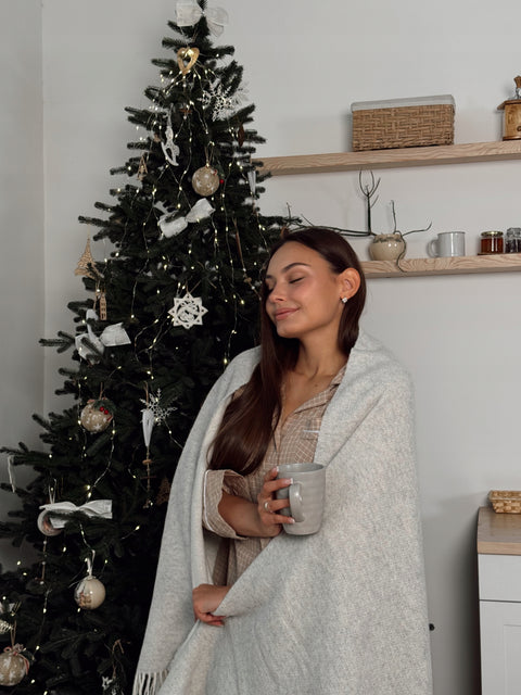 Merino Heathered Плед з вовни мериноса попелясто-сірий 140×200 см теплий і затишний