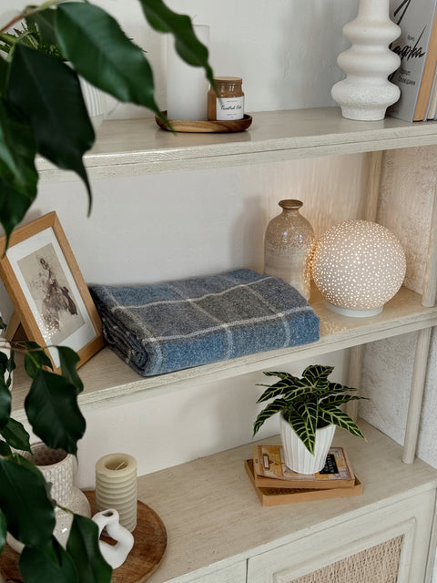 Palermo Soft Blue Wool Blend Blanket with Tassels, Blue-Grey Plaid 140×200 cm