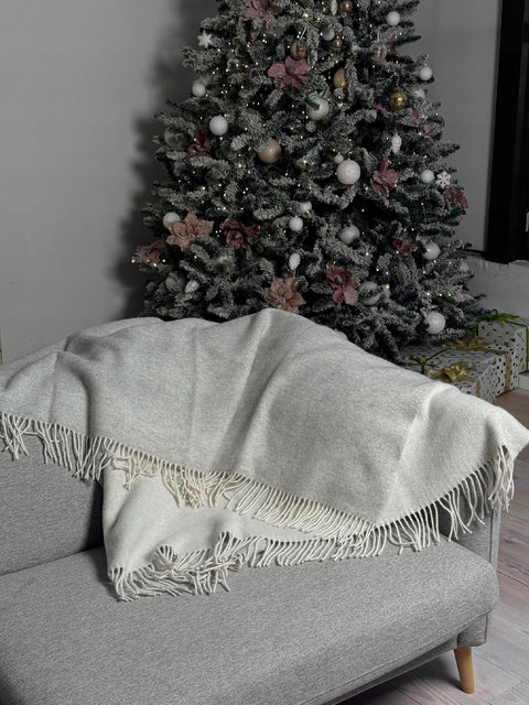 Merino Heathered Плед з вовни мериноса попелясто-сірий 140×200 см теплий і затишний